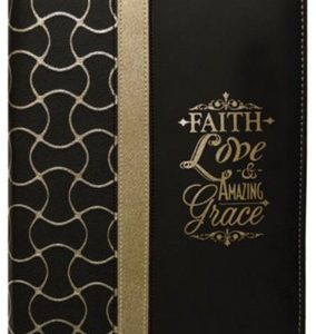 Divine Details  Zippered Journal Black And Gold Faith Love Amazing Grace 