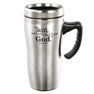 Mug Ssteel Travel Be Still Silver - Psa 46:10