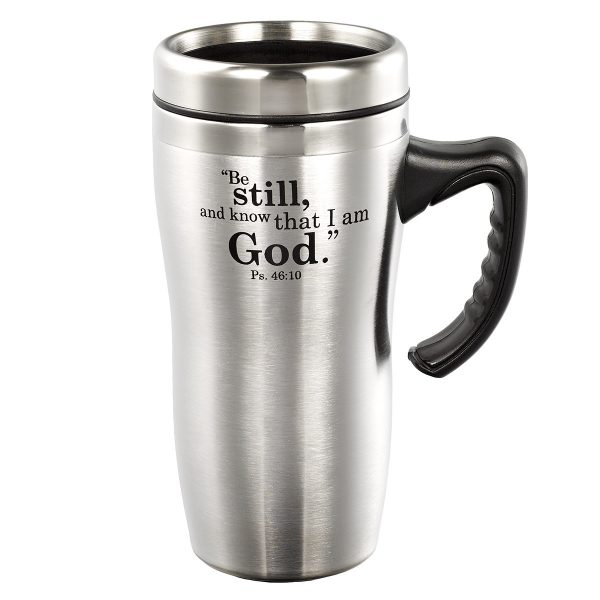 Mug Ssteel Travel Be Still Silver - Psa 46:10