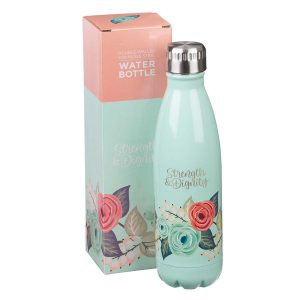 Water Bottle Stainless Steel Teal Strength & Dignity
