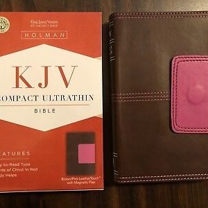 Kjv -  Kjv Compact Ultrathin Bible, Brown And Pink Leathertouch With Magnetic Flap