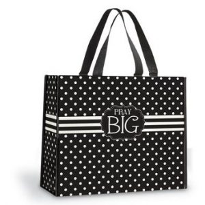 Tote Bag - Nylon Tote: Pray Big (b/wpolka Dots) 24020