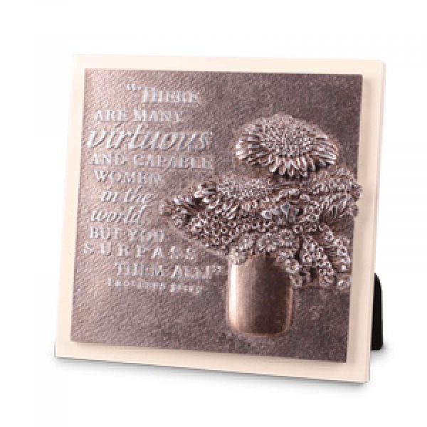 Plaque-sculpture-moments Of Faith-small Square-crm-virtuous Woman