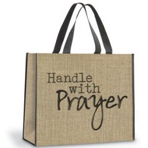 Tote Bag -nylon Tote: Handle W/prayer(burlap) 24019