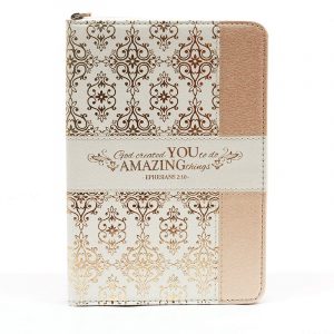 Divine Details  Zippered Journal Cream And Gold Amazing You 