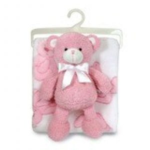 Blanket/bear Set Plush Bear Pink 890801