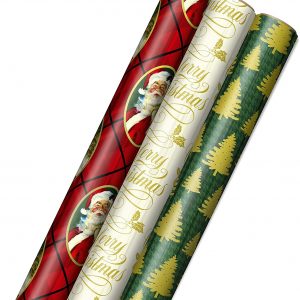 Christmas Reversible Foil Wrap  - Gold  Chrismas Tree 1158367