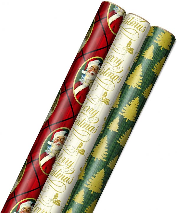 Christmas Reversible Foil Wrap  - Gold  Chrismas Tree 1158367