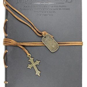 Faux Leather Journal   Man Of God With Cross Charm Black 