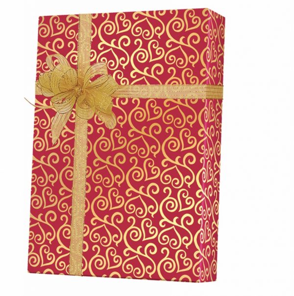 Scrolled Hearts Gift Wrap Paper