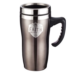 Mug Ssteel Travel Faith Badge Brown- Matt 17:20