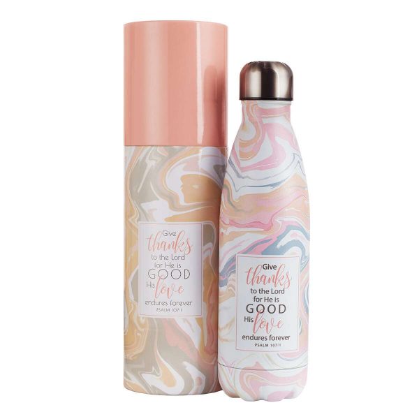 Ss Water Bottle Give Thanks Marble