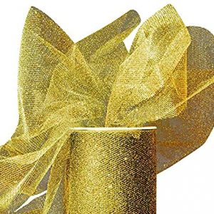 Antique Gold Glimmer Tulle Ribbon 6"x25 Yards