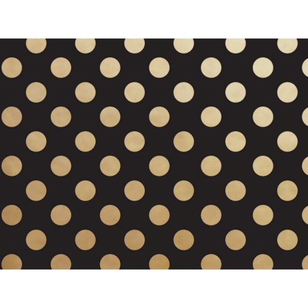 Black With Metallic Gold Dots 30x150 Wrapping Paper Roll