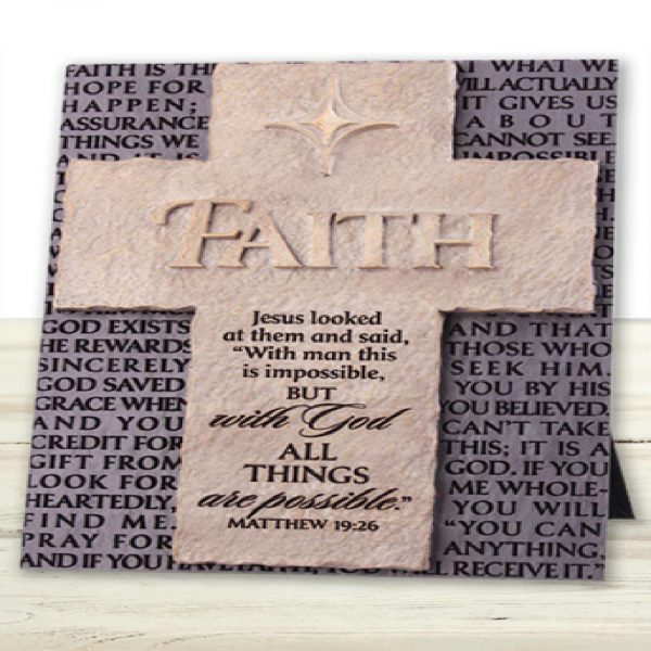 Cross/plaque-cast Stone-statements Of Faith-faith 11415