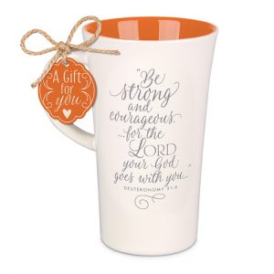 Ceramic Mug-tall Latte-be Strong And Courageous 18333
