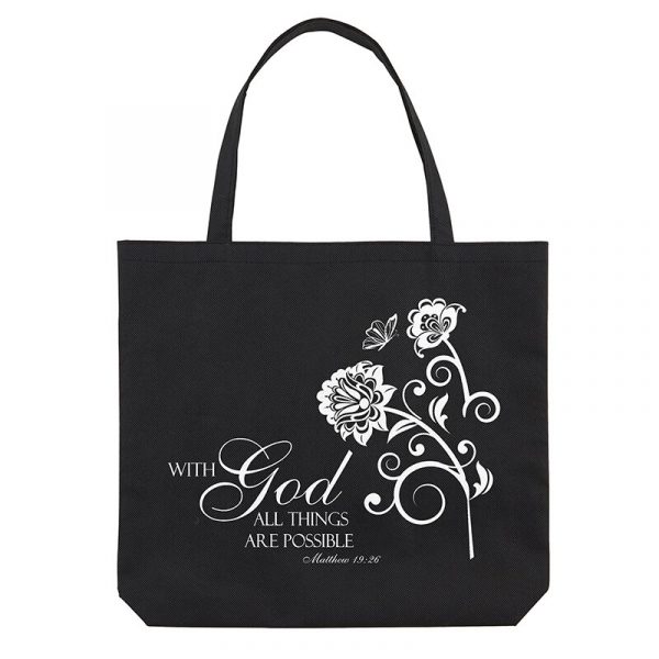 Tote Bag - With God All Things Are Possible Rsry Pkt Tote-12/pk Vs381