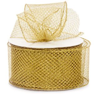 Gold Diamond Mesh Ribbon 2-3/4 25 Yards
