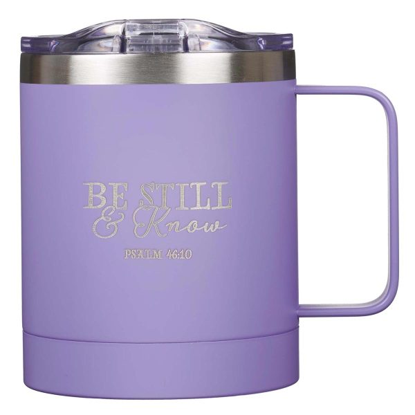 Mug SSteel Camp Purple Be Still & Know - Psa 46:10
